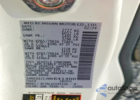 2024 Nissan Frontier S z USA, uszkodzony, nr VIN 1N6ED1CL4RN641400